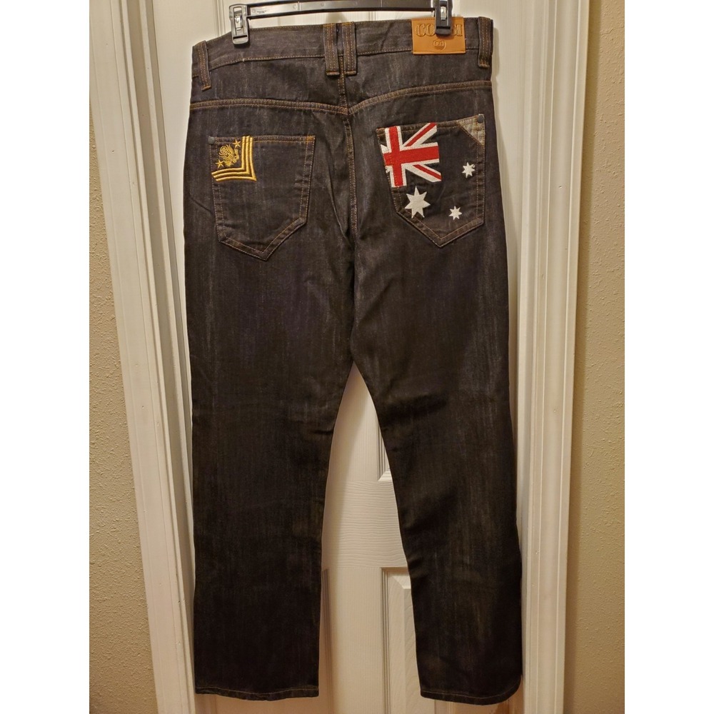 Coogi Embroider Jeans 38x32 Blk AustrailaStarsEagle Streetwear Skatr Grung Baggy
